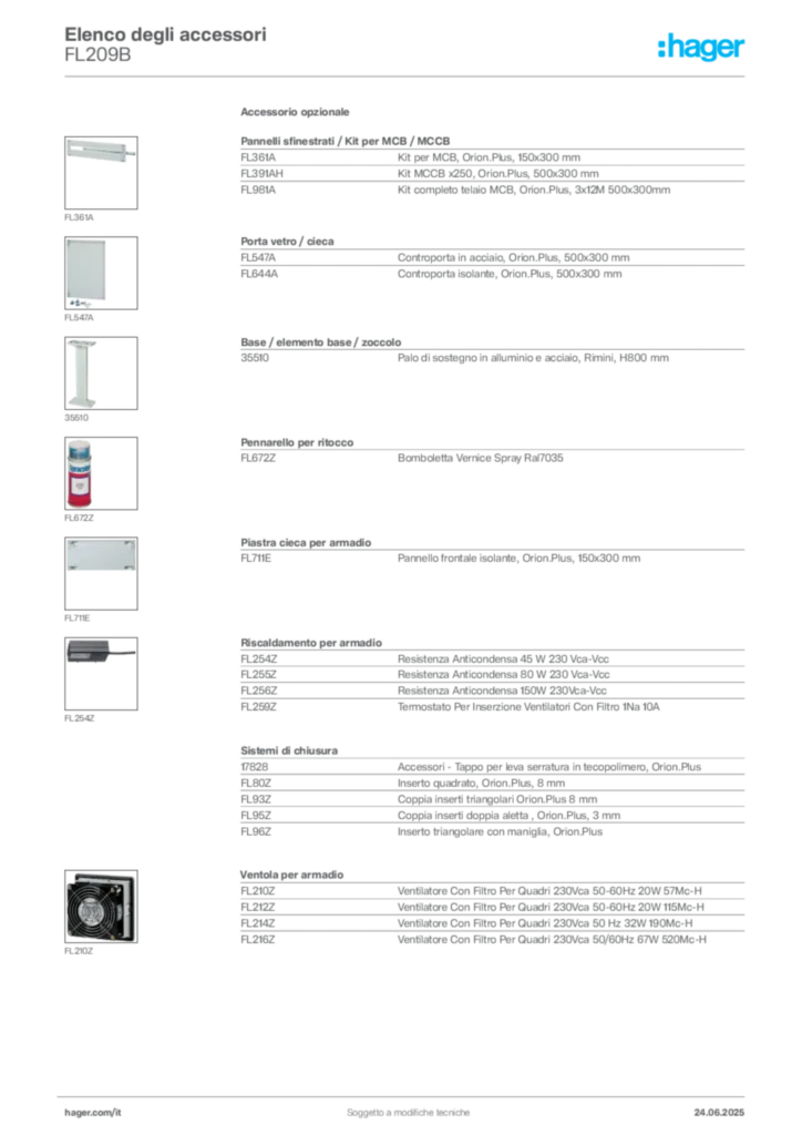 Immagine Hager Scheda tecnica del prodotto FL209B | Hager Italia