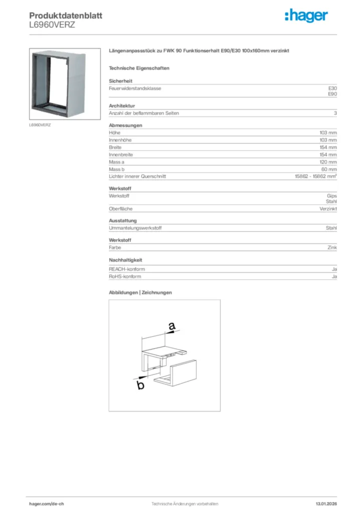 Bild Hager Produktdatenblatt L6960VERZ | Hager Schweiz