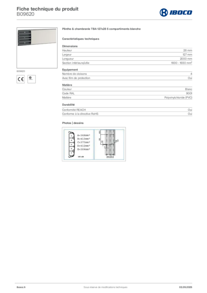 Image Iboco Fiche technique du produit B09620 | Hager France