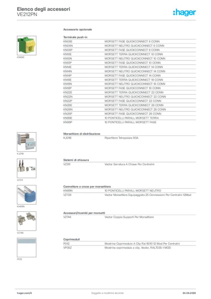 Immagine Hager Scheda tecnica del prodotto VE212PN | Hager Italia