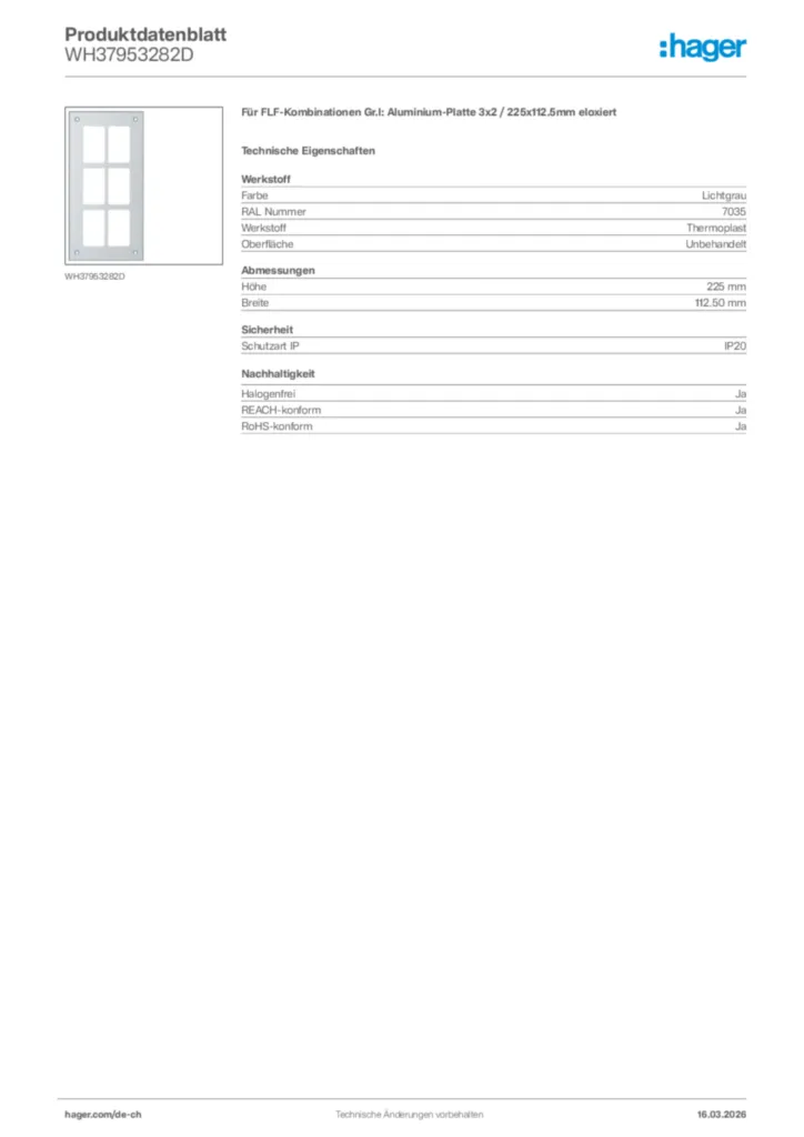 Bild Hager Produktdatenblatt WH37953282D | Hager Schweiz