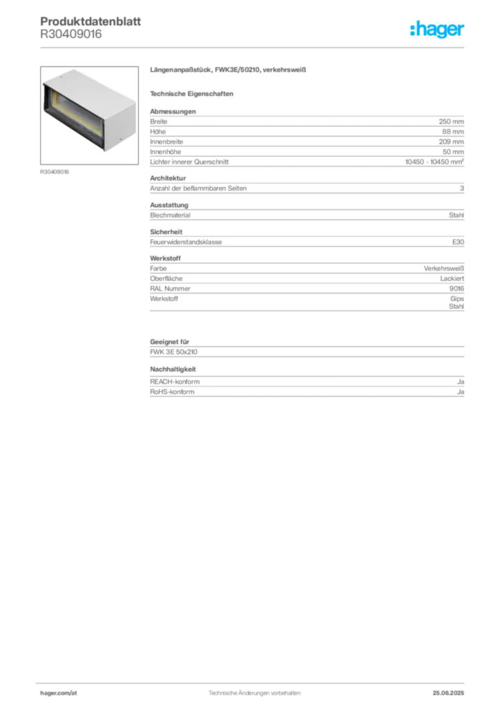 Bild Hager Produktdatenblatt R30409016 | Hager Deutschland