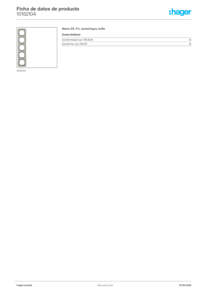 Imagen Hager Ficha de datos de producto 10152104 | Hager España