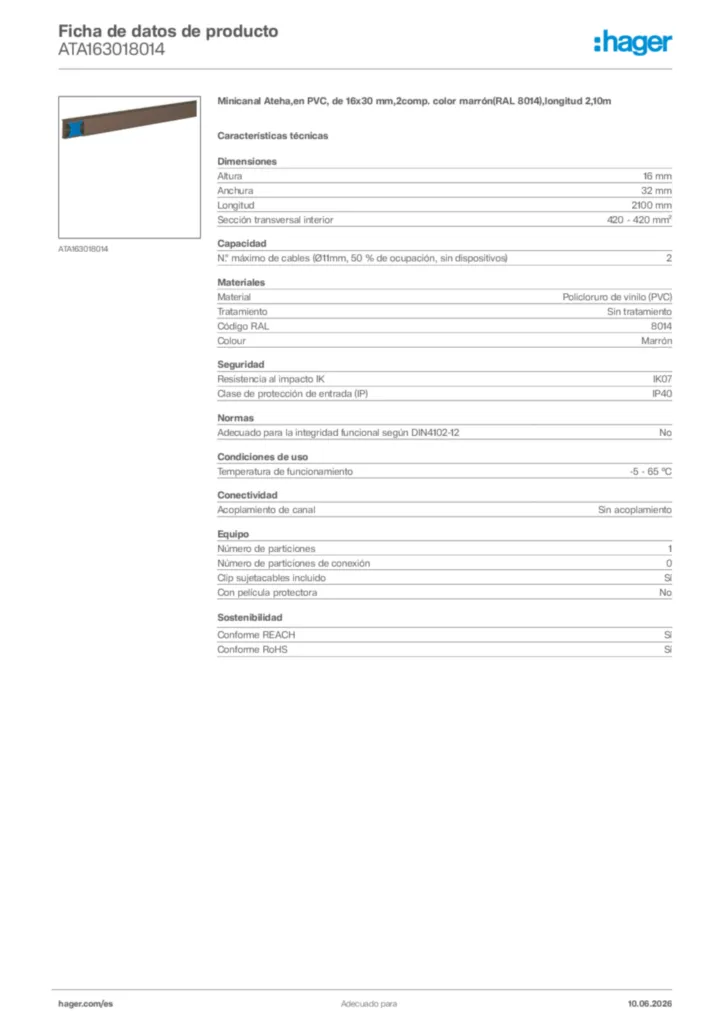 Imagen Hager Ficha de datos de producto ATA163018014 | Hager España