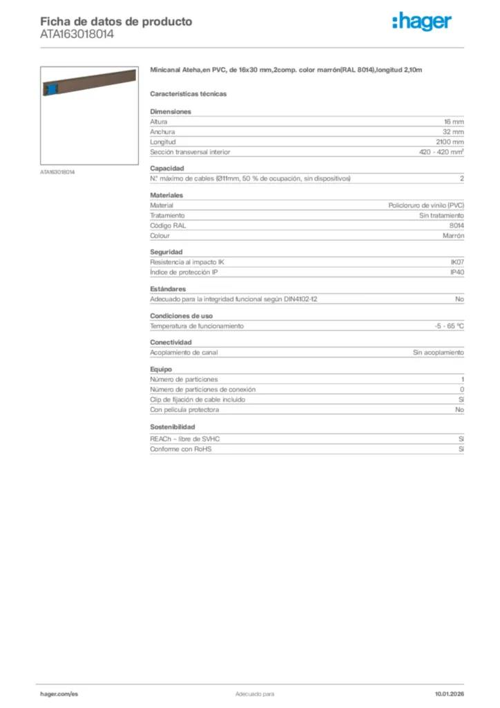 Imagen Hager Ficha de datos de producto ATA163018014 | Hager España