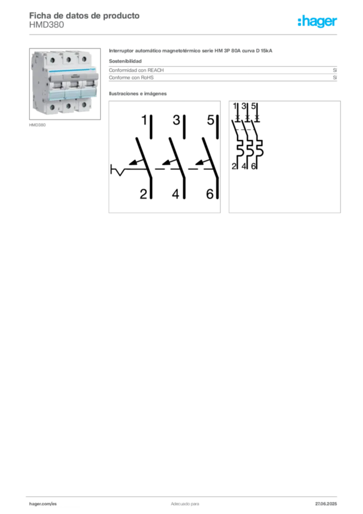 Imagen Hager Ficha de datos de producto HMD380 | Hager España