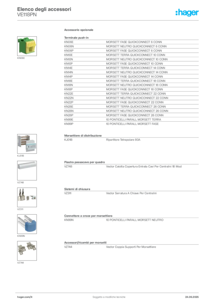 Immagine Hager Scheda tecnica del prodotto VE118PN | Hager Italia
