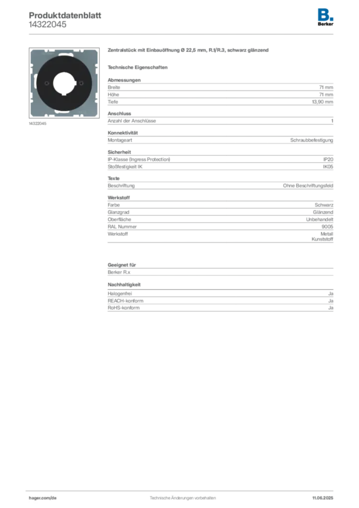 Berker Produktdatenblatt 14322045