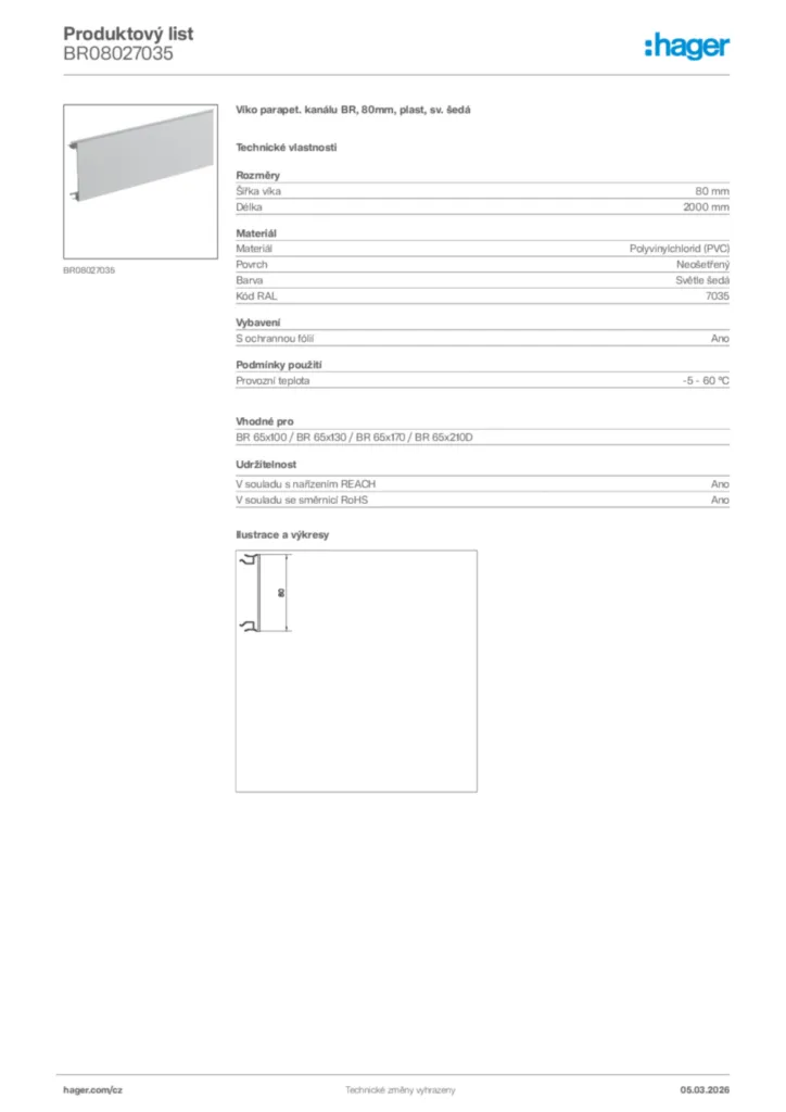 Obrázek Hager Product data sheet BR08027035 | Hager