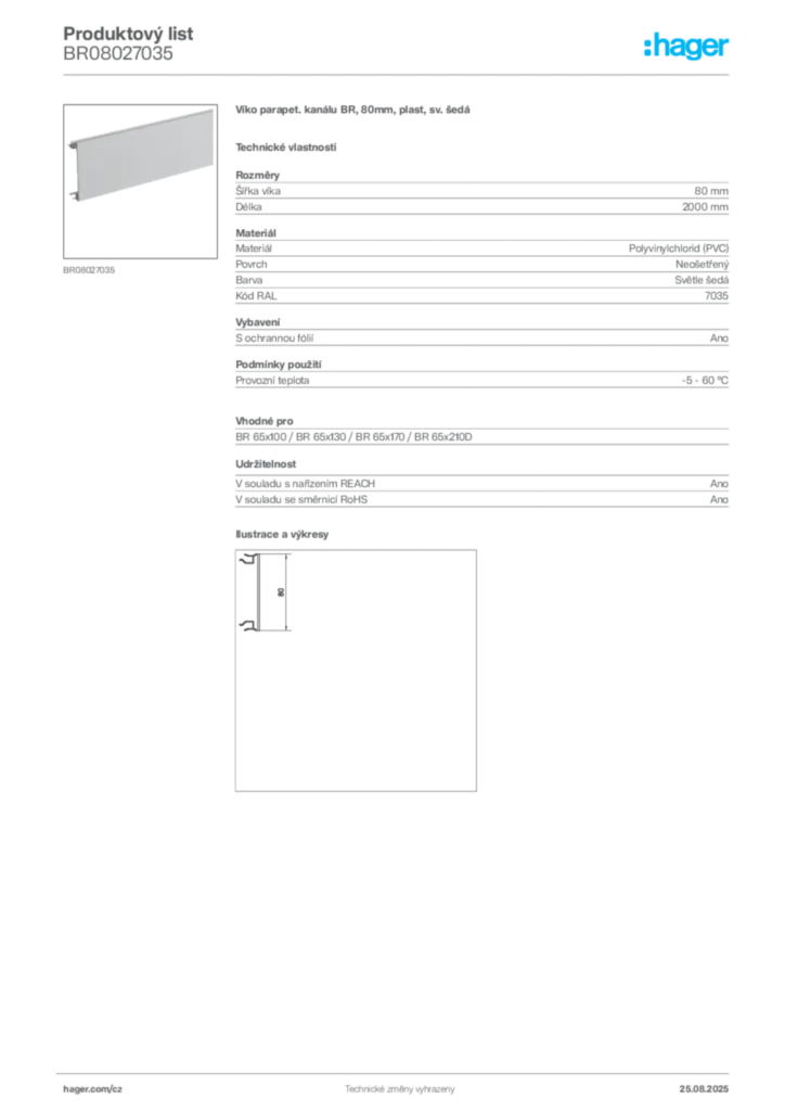 Obrázek Hager Produktový list BR08027035 | Hager