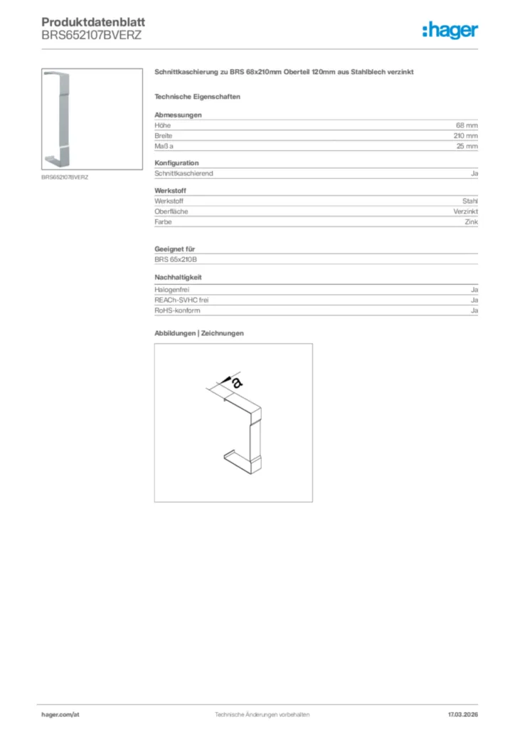 Bild Hager Produktdatenblatt BRS652107BVERZ | Hager Deutschland