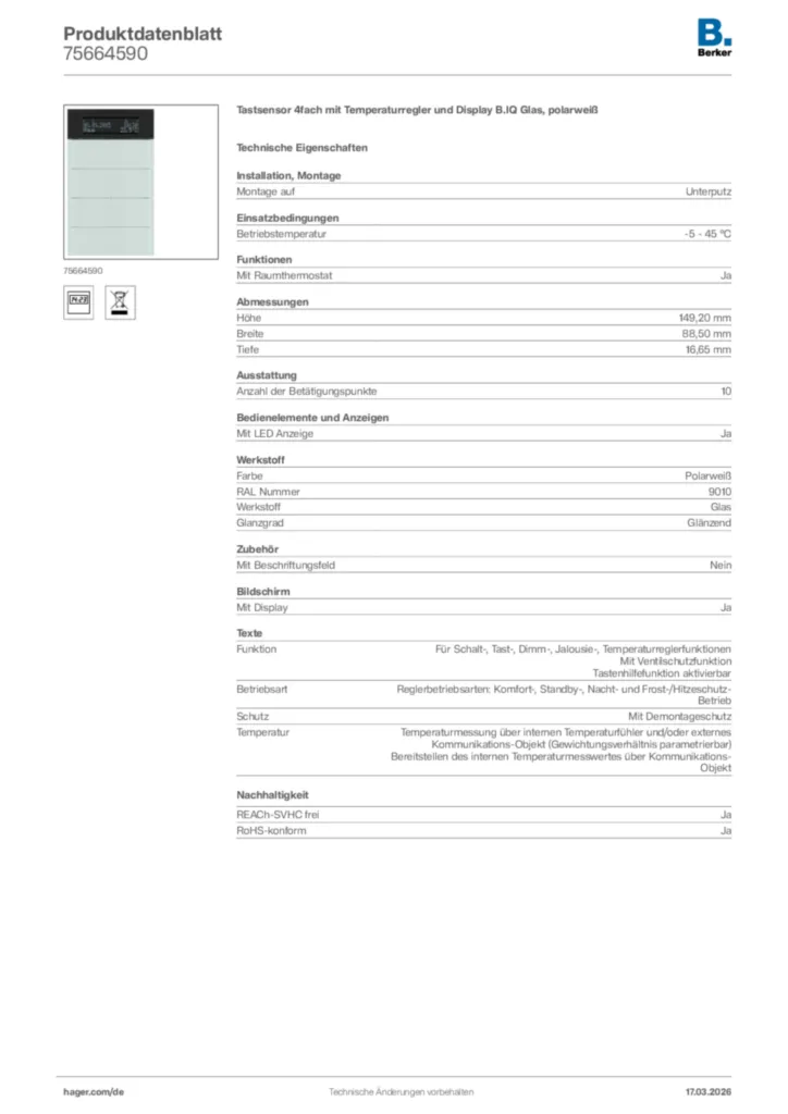 Bild Berker Produktdatenblatt 75664590 | Hager Deutschland