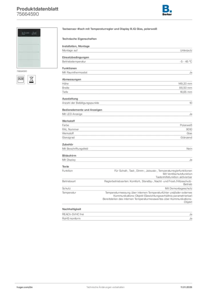 Berker Produktdatenblatt 75664590