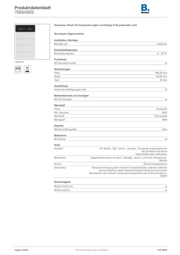 Berker Produktdatenblatt 75664599