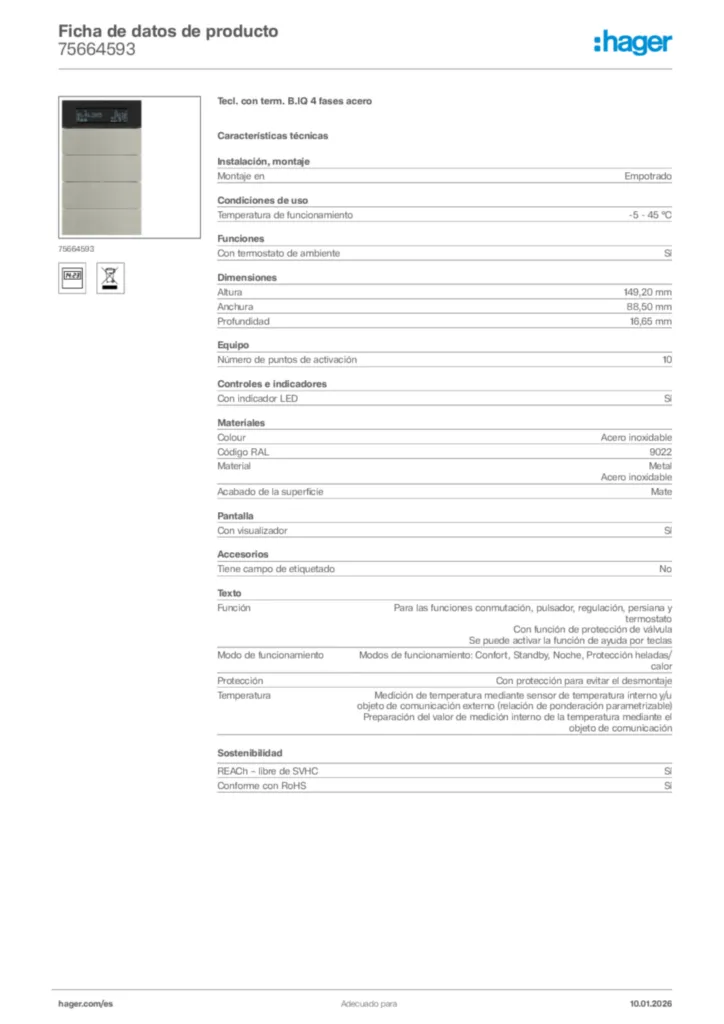 Imagen Hager Ficha de datos de producto 75664593 | Hager España