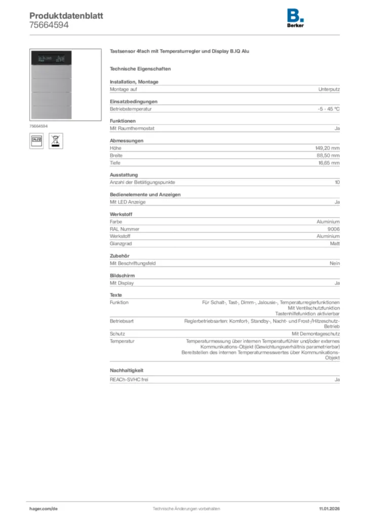 Berker Produktdatenblatt 75664594