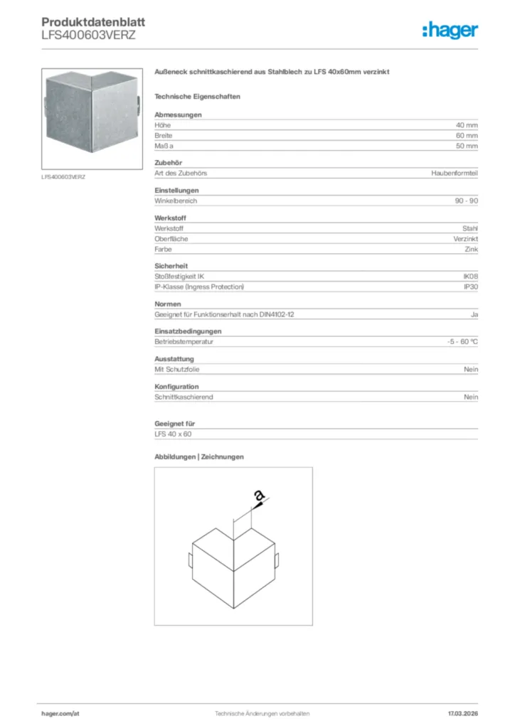 Bild Hager Produktdatenblatt LFS400603VERZ | Hager Deutschland
