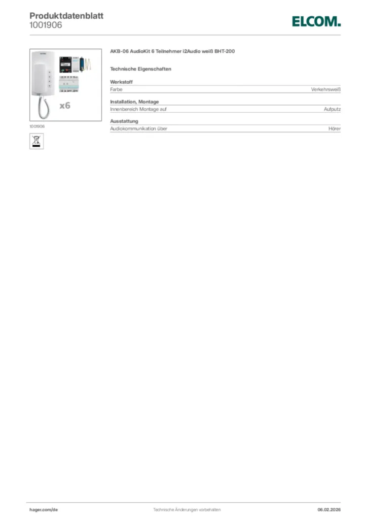 Bild Elcom Produktdatenblatt 1001906 | Hager Deutschland