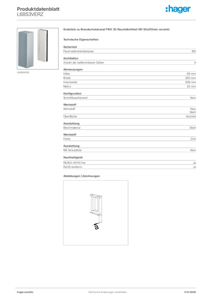 Bild Hager Produktdatenblatt L6853VERZ | Hager Deutschland