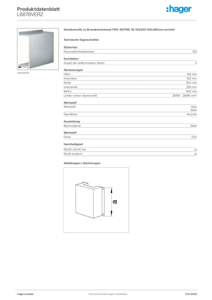 Bild Hager Produktdatenblatt L6878VERZ | Hager Deutschland