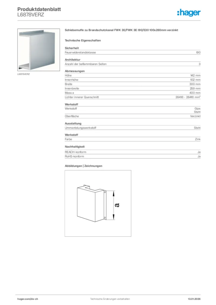 Bild Hager Produktdatenblatt L6878VERZ | Hager Schweiz