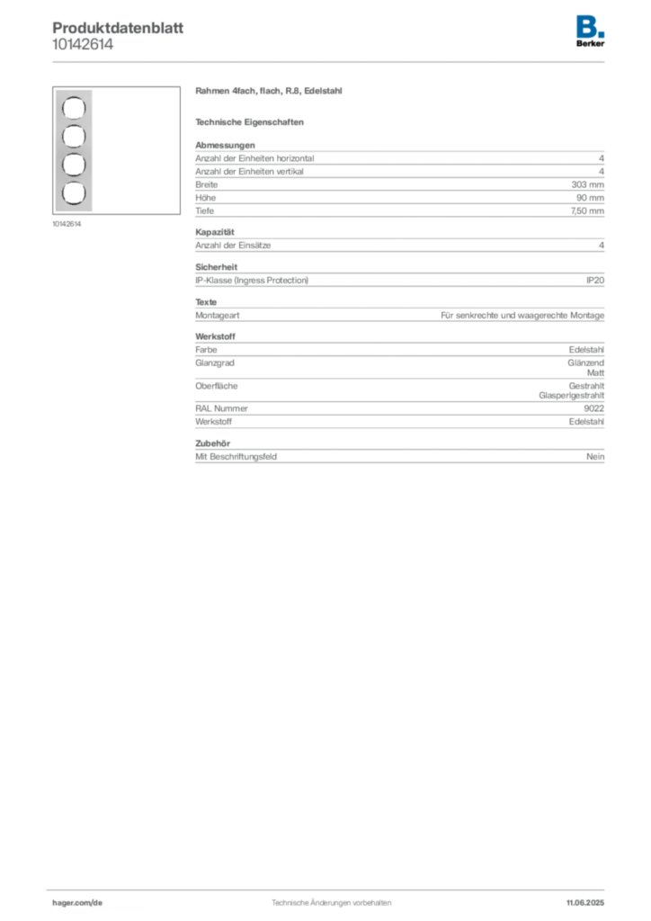 Berker Produktdatenblatt 10142614