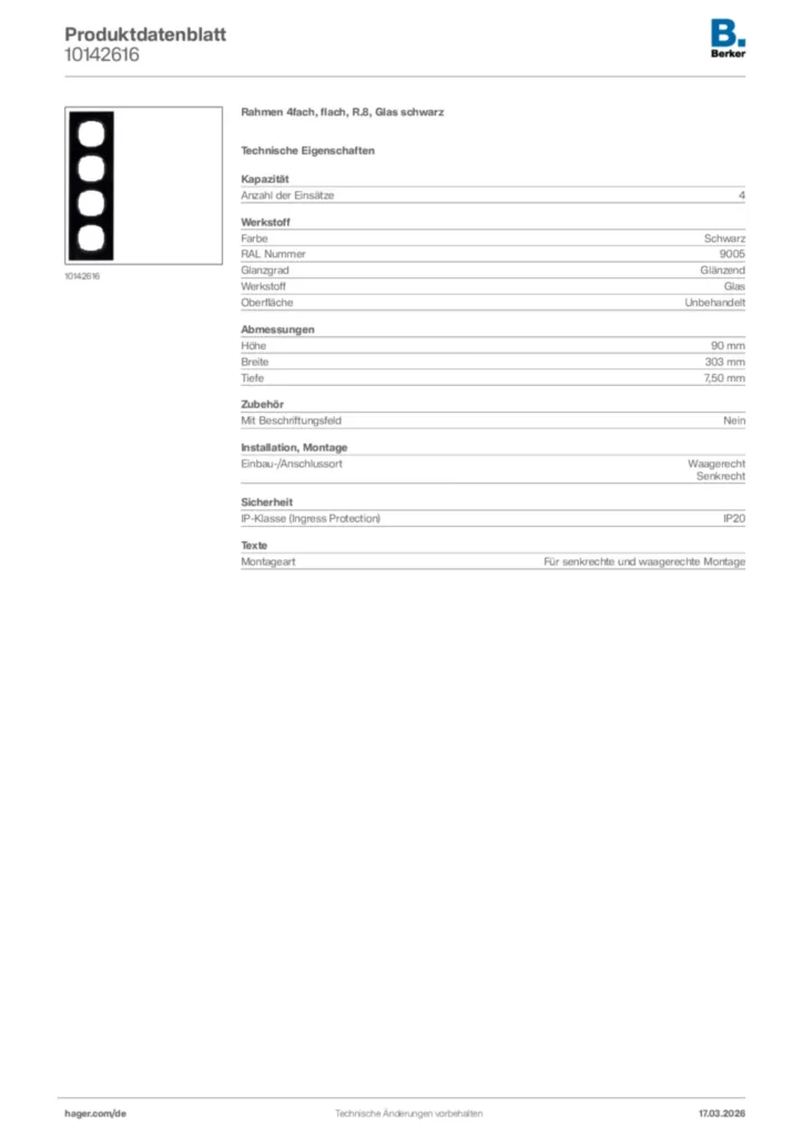 Bild Berker Produktdatenblatt 10142616 | Hager Deutschland