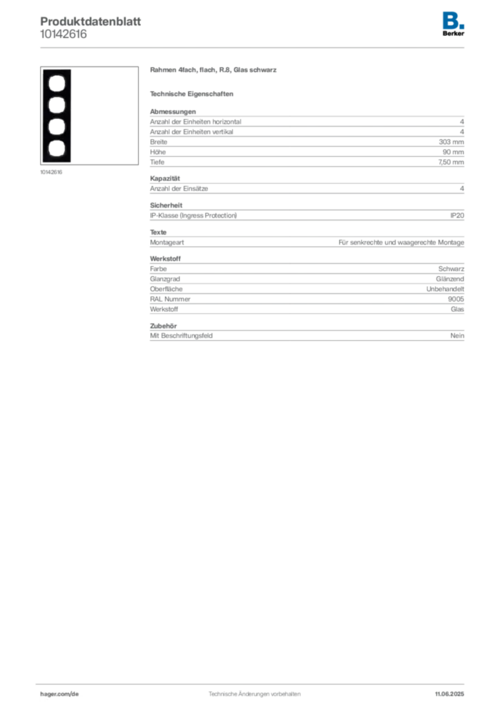 Bild Berker Produktdatenblatt 10142616 | Hager Deutschland