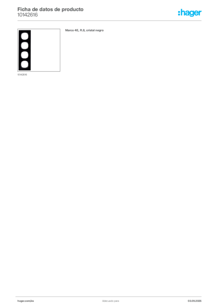 Imagen Hager Ficha de datos de producto 10142616 | Hager España
