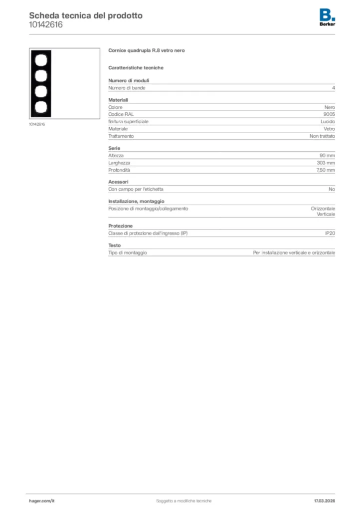 Immagine Berker Scheda tecnica del prodotto 10142616 | Hager Italia