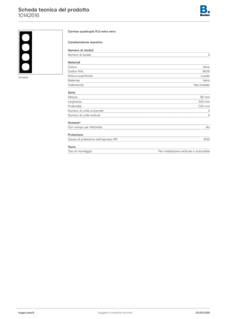 Immagine Berker Scheda tecnica del prodotto 10142616 | Hager Italia