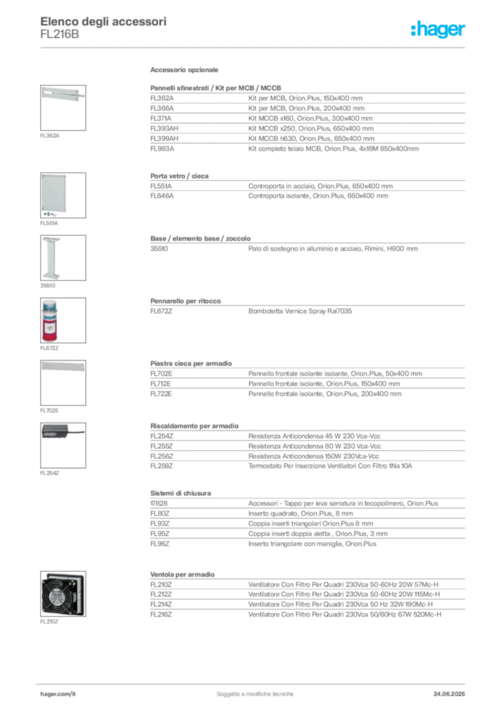 Immagine Hager Scheda tecnica del prodotto FL216B | Hager Italia