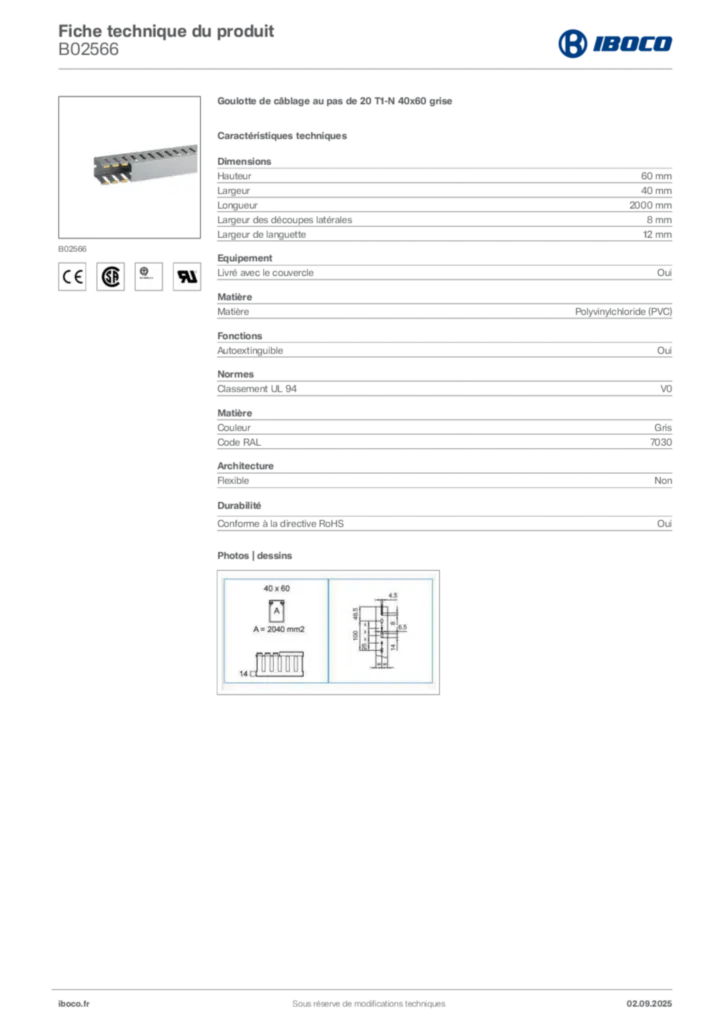 Image Iboco Fiche technique du produit B02566 | Hager France