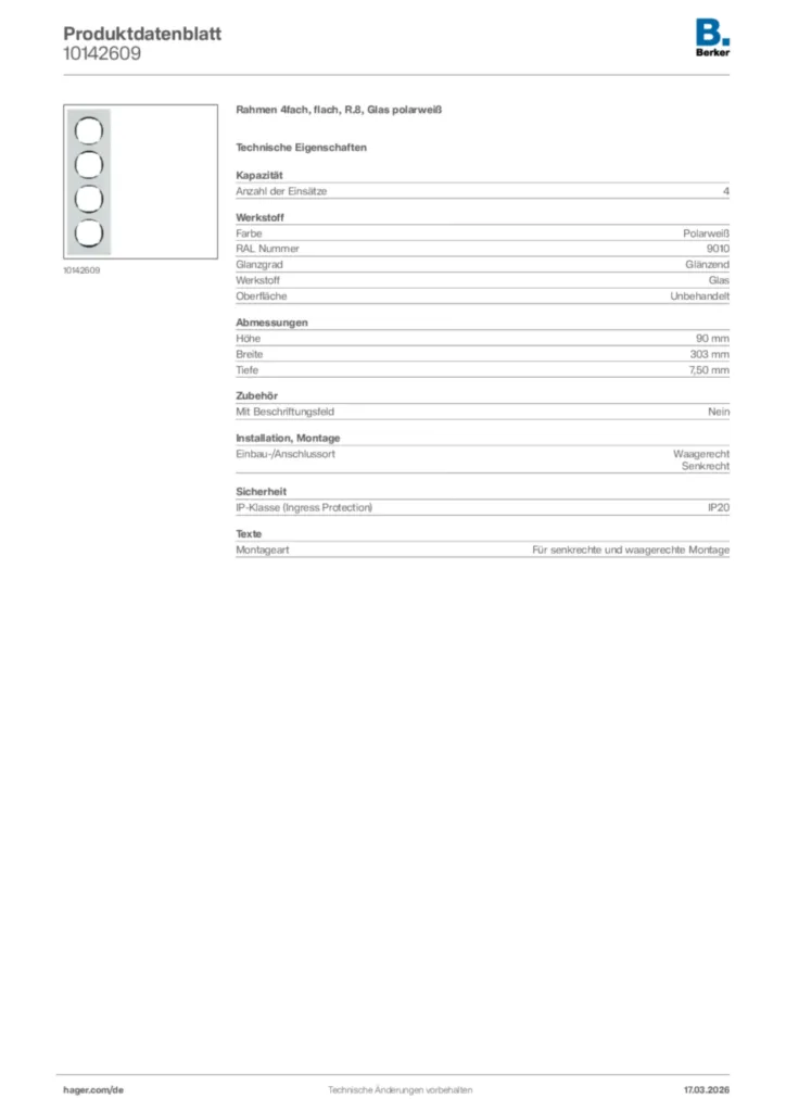 Bild Berker Produktdatenblatt 10142609 | Hager Deutschland
