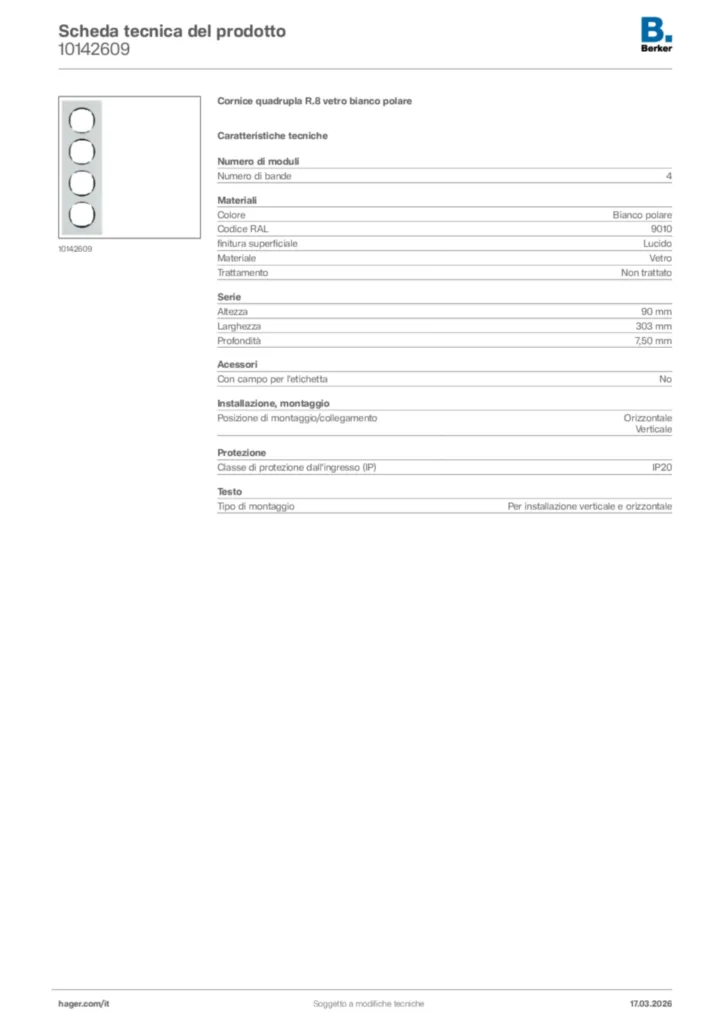 Immagine Berker Scheda tecnica del prodotto 10142609 | Hager Italia