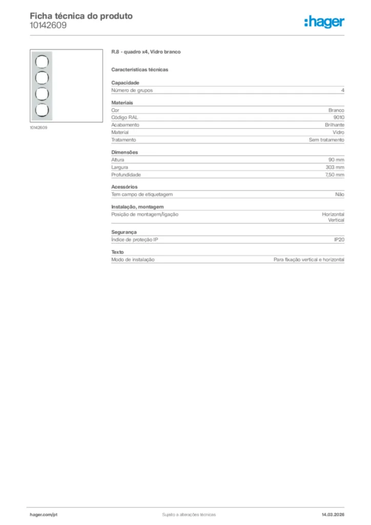 Imagem Hager Ficha técnica do produto 10142609 | Hager Portugal
