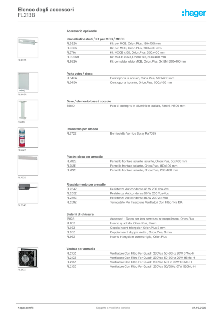 Immagine Hager Scheda tecnica del prodotto FL213B | Hager Italia
