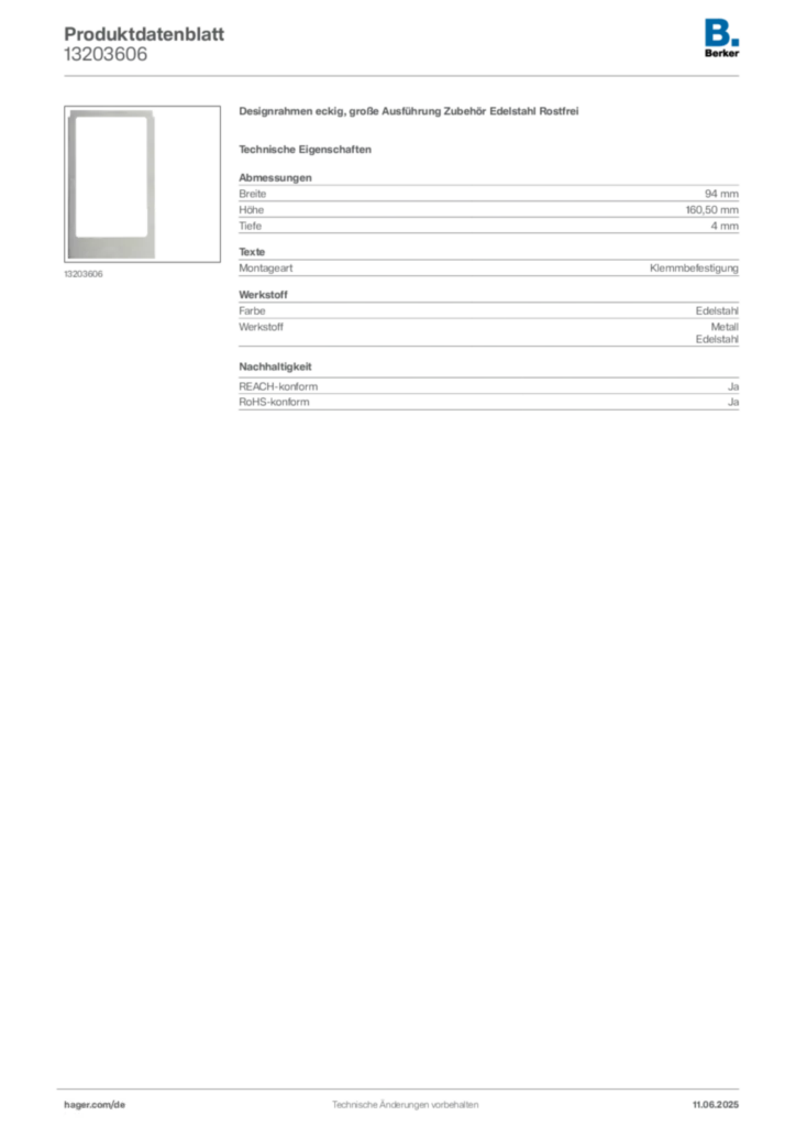 Berker Produktdatenblatt 13203606