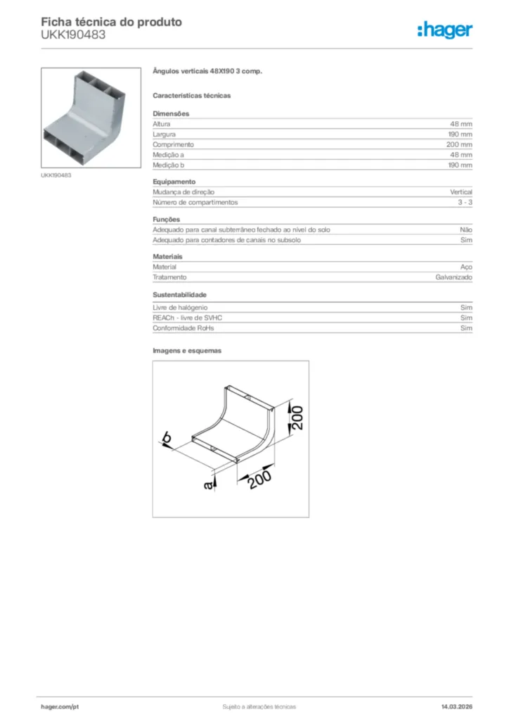 Imagem Hager Ficha técnica do produto UKK190483 | Hager Portugal