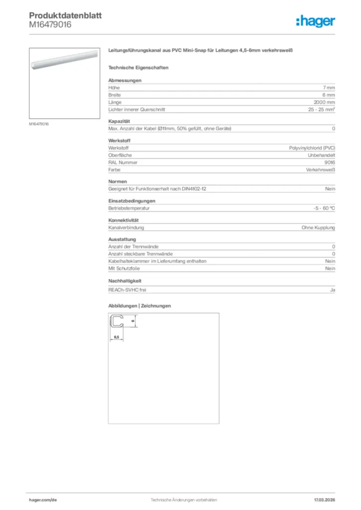 Bild Hager Produktdatenblatt M16479016 | Hager Deutschland