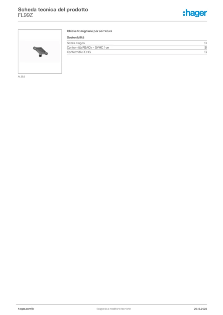 Immagine Hager Scheda tecnica del prodotto FL99Z | Hager Italia