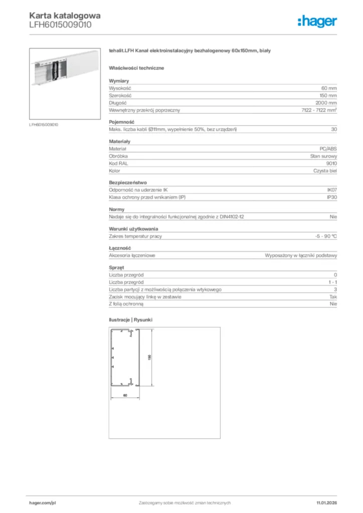 Zdjęcie Hager Karta katalogowa LFH6015009010 | Hager Polska