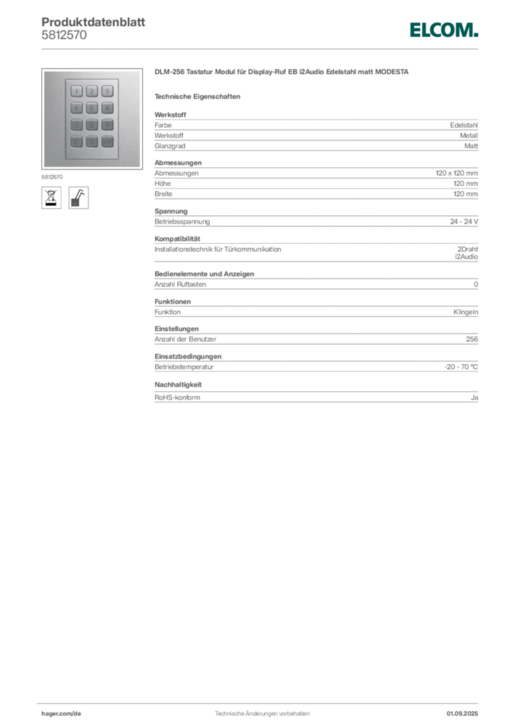 Elcom Produktdatenblatt 5812570