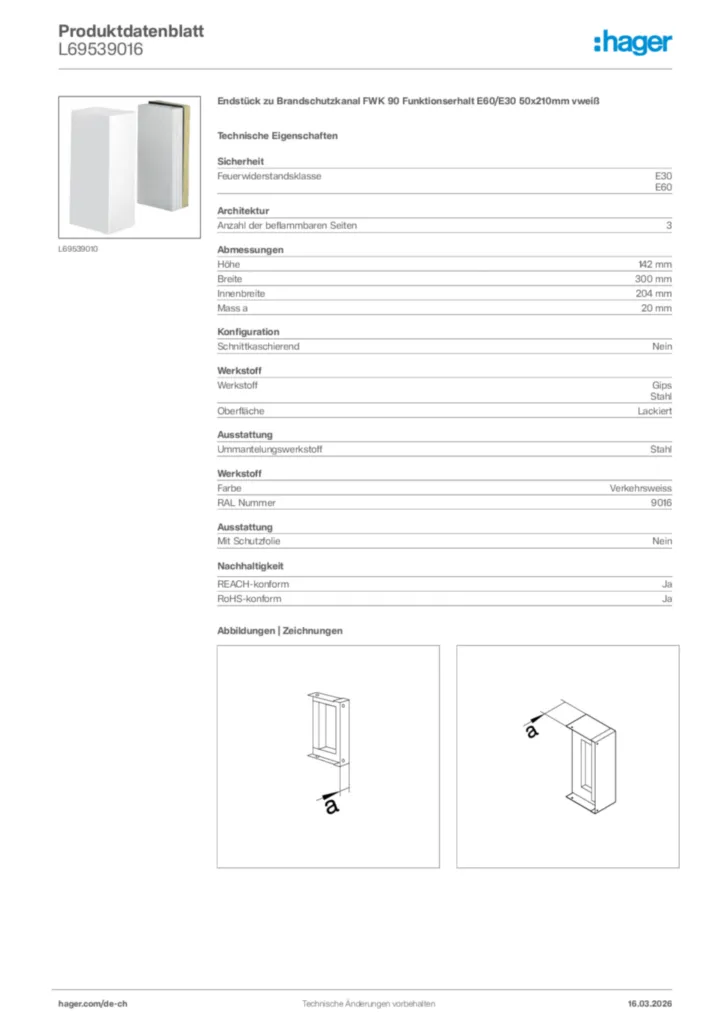 Bild Hager Produktdatenblatt L69539016 | Hager Schweiz