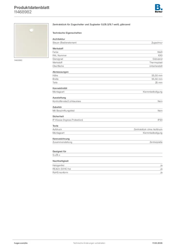 Bild Berker Produktdatenblatt 11468982 | Hager Deutschland