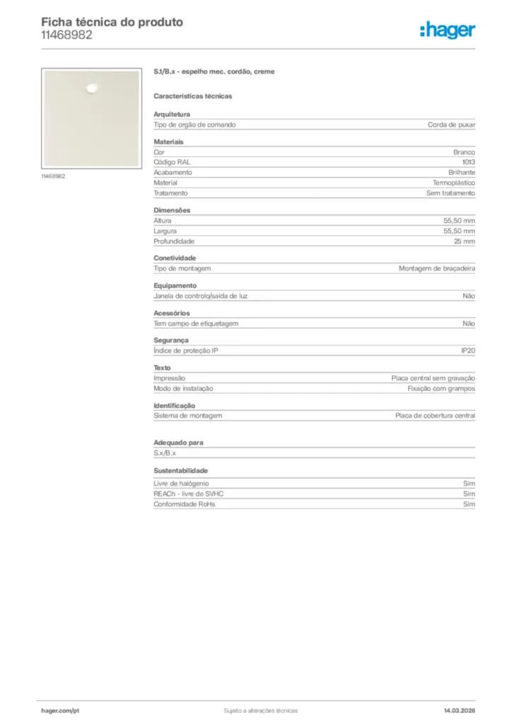 Imagem Hager Ficha técnica do produto 11468982 | Hager Portugal