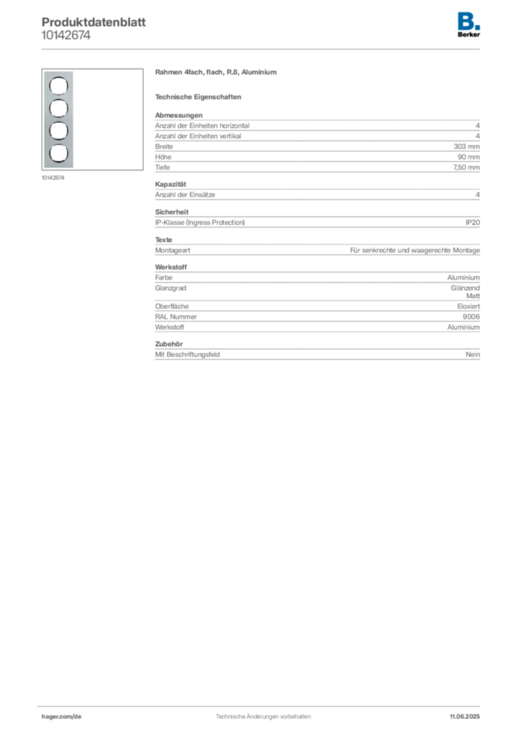 Bild Berker Produktdatenblatt 10142674 | Hager Deutschland