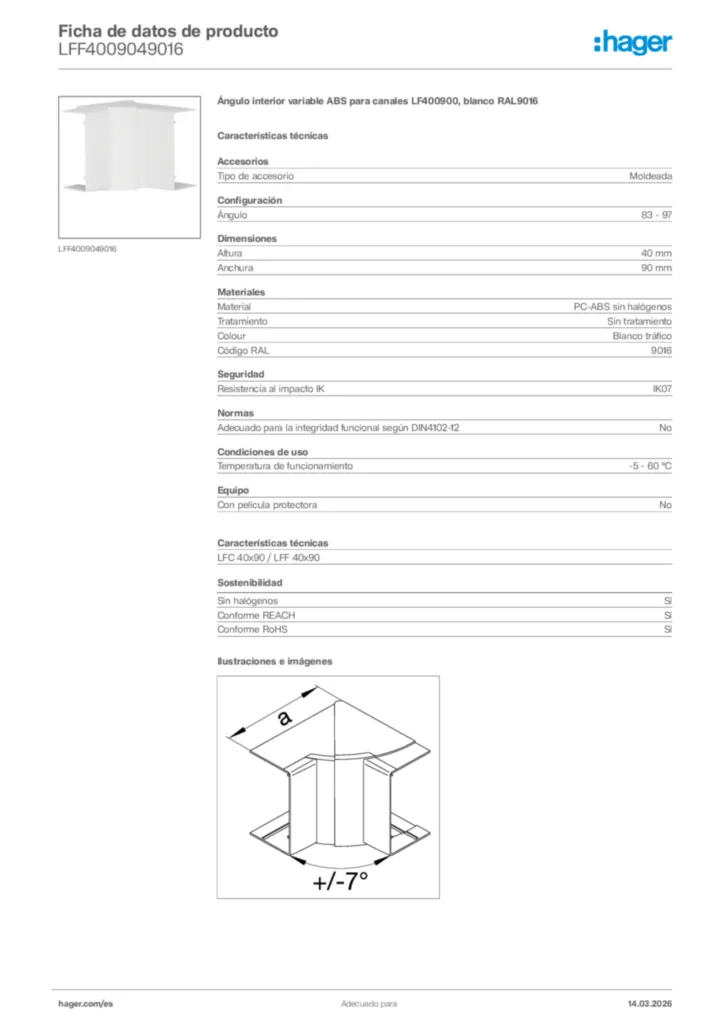 Imagen Hager Ficha de datos de producto LFF4009049016 | Hager España