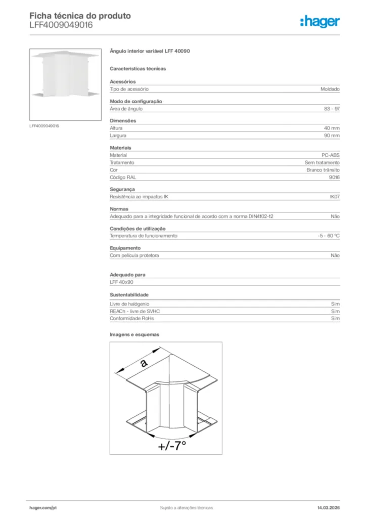 Imagem Hager Ficha técnica do produto LFF4009049016 | Hager Portugal