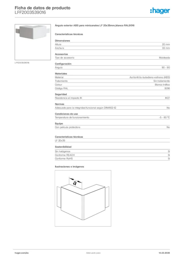 Imagen Hager Ficha de datos de producto LFF2003539016 | Hager España